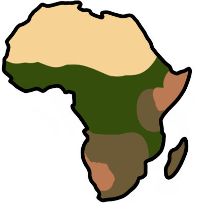 A drawing of the continent of Africa.